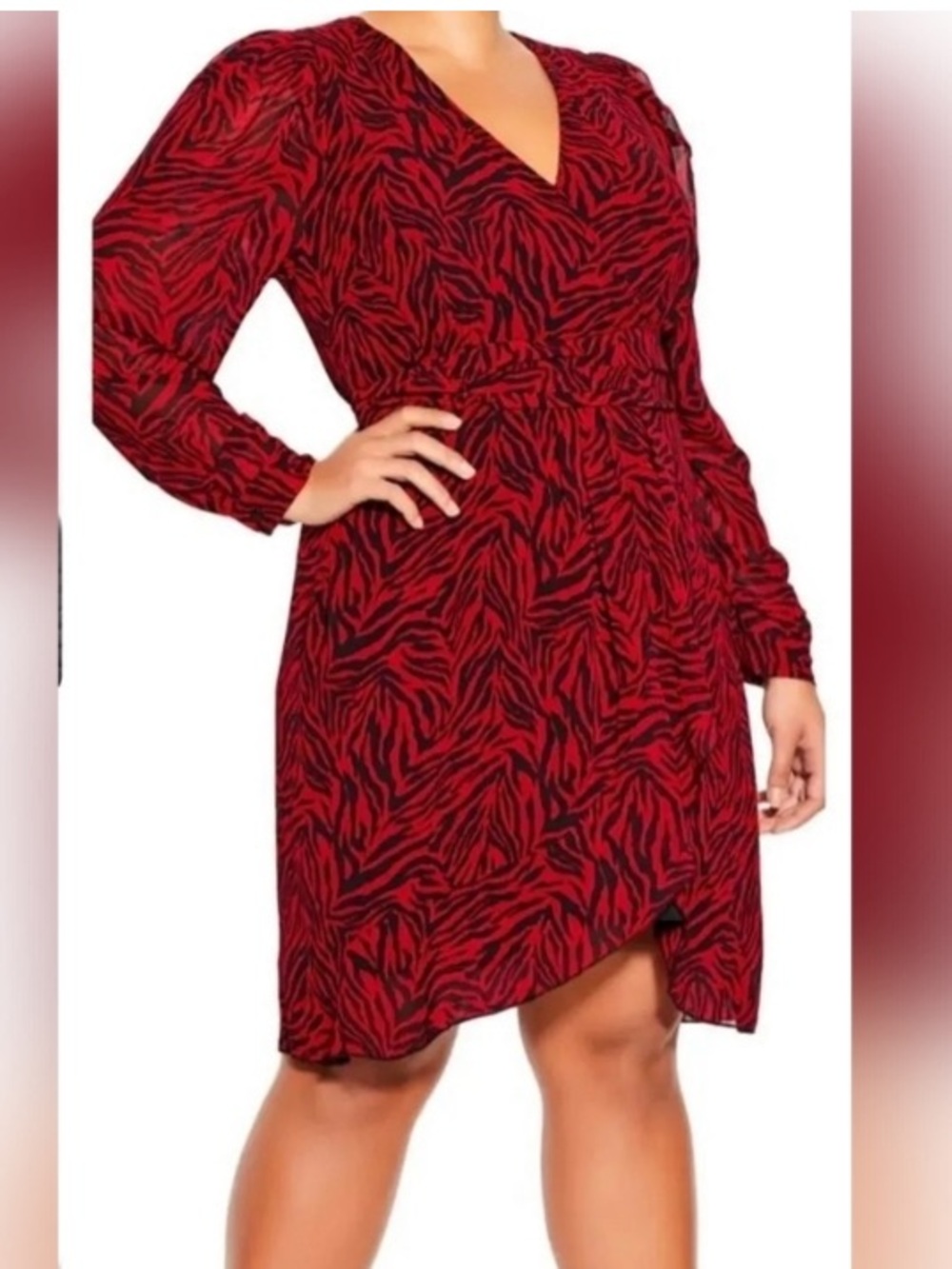 City Chic crimson tiger Red Zebra Print Dress  Sz 14 New